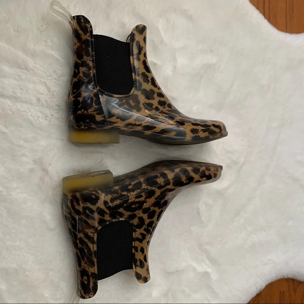 J. Crew Leopard Print Chelsea Rain Bootie - Picture 10 of 14
